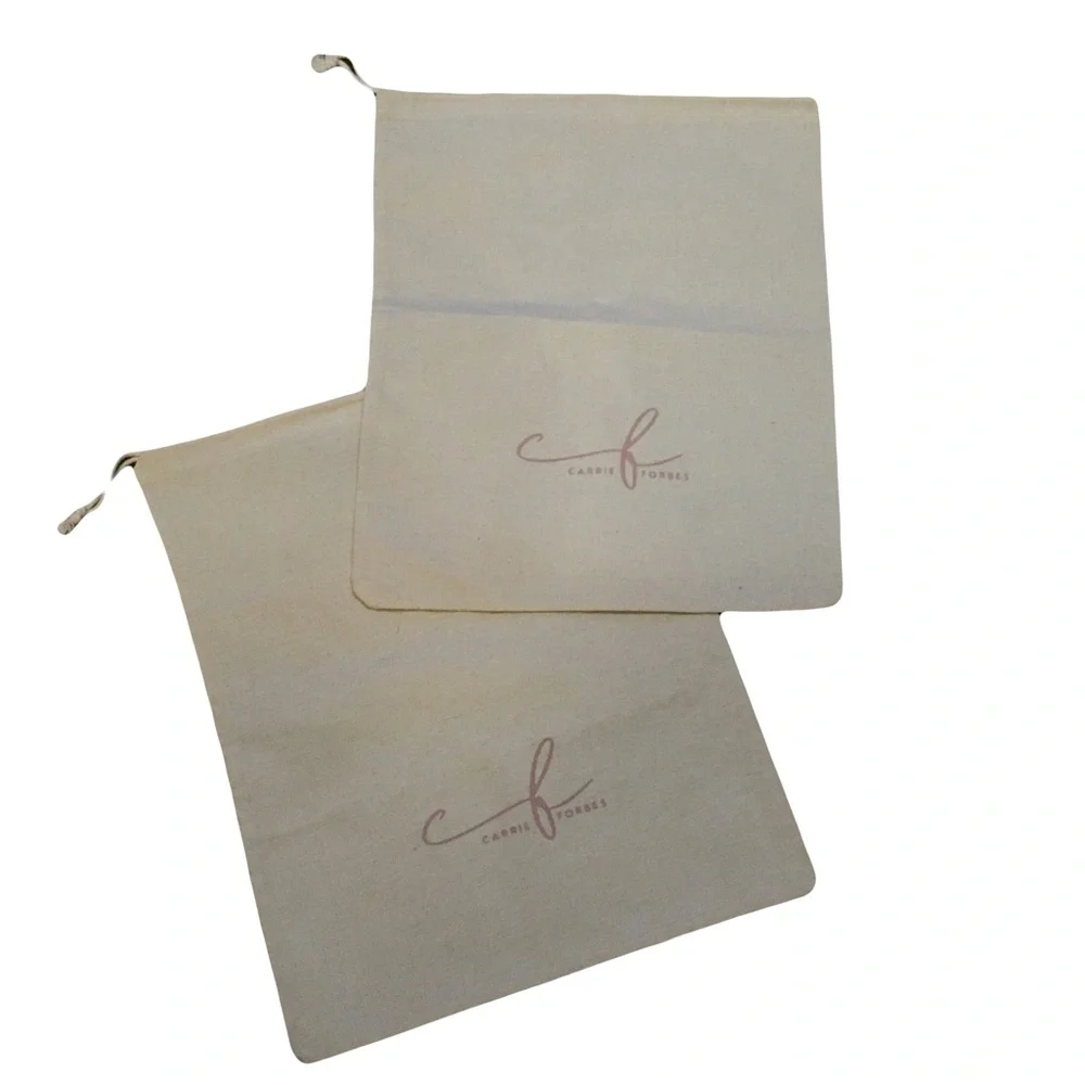Carrie Forbes Two (2) Tan Drawstring Dust bag Garment bags Lightweight Material